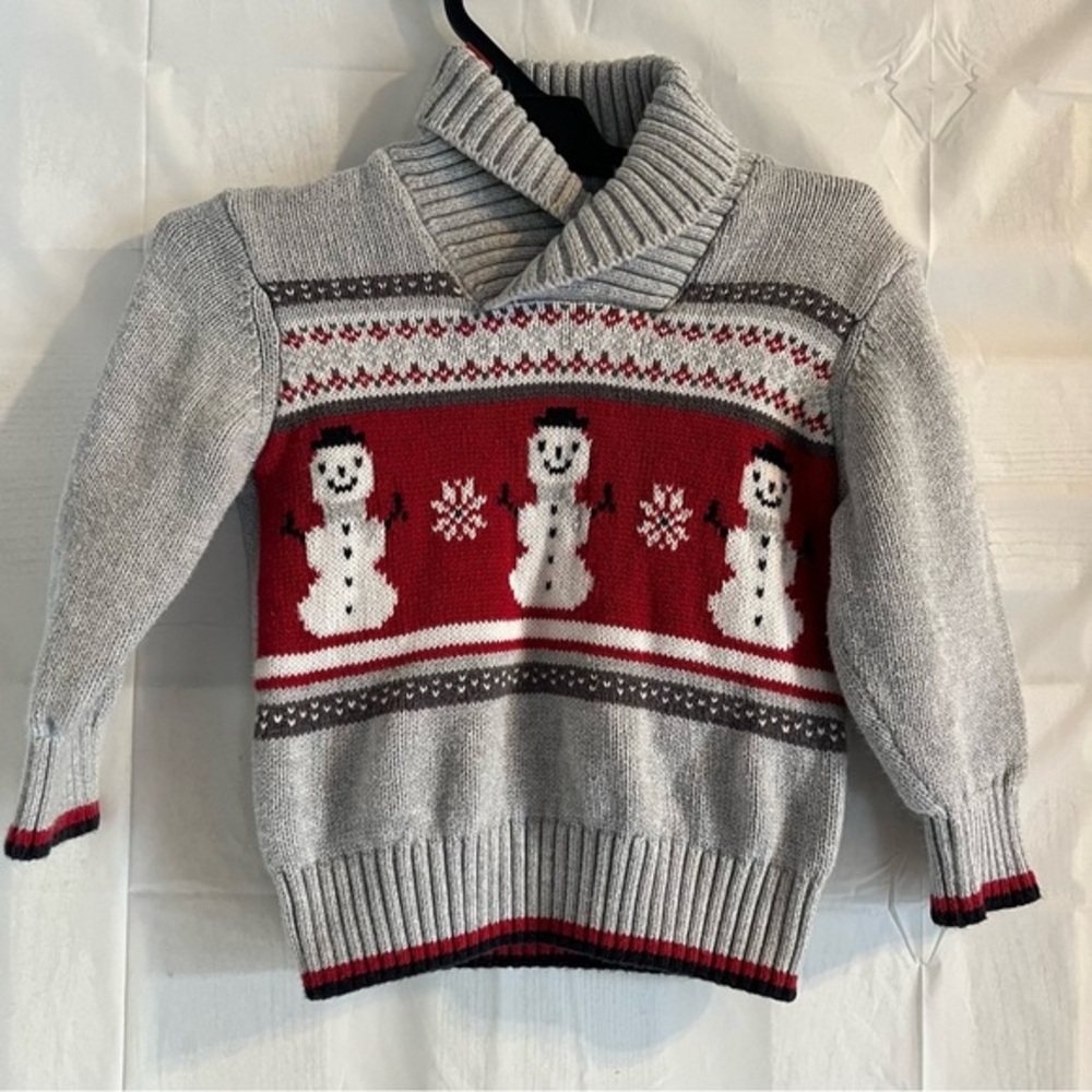 Kids Christmas Sweater Size 12-18 Months Gymboree Knit Snowman Family Pictures